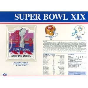  Super Bowl XIX Patch and Game Details Card Sports 