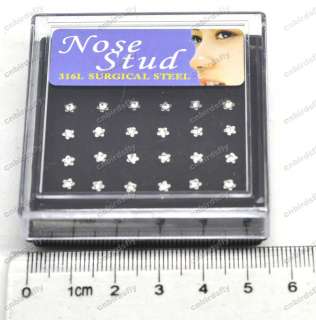 wholesale lot 24 Clear CZ Stainless pin Nose stud Rings  