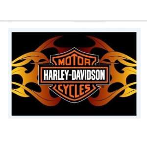  Harley Davidson® Flames Bar & Shield Rug. 20 X 30 Inches 