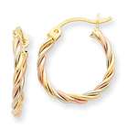 goldia 14k Gold Tri color Polished 2.5mm Twisted Hoop Earrings