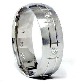 Mens 14k White Gold Black Diamond Wedding Ring Band New  Pompeii3 Inc 