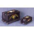 AA Importing Set of 2 Painted Floral Decorative Wooden Boxes in Black 