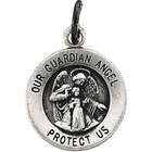 IceCarats 14K White Gold 15.00 Mm Guardian Angel Medal