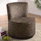   fabric upholstered swivel chair with round seat and curved back