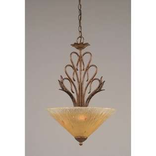 Toltec Lighting Swan 3 Bulb Pendant with Amber Crystal Glass Shade at 