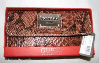 GUESS BROWN FOUNDERS FAUX PYTHON WALLET,CLUTCH NWTIB  