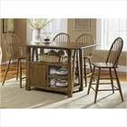   Casual Dining Centre Island Pub Table in Weathered Oak (5 Pieces