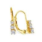 ParisJewelry 14k Gold 1/4ct TDW Round Diamond 3 stone Earrings