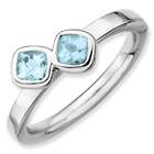   Silver Stackable Expressions Db Cushion Cut Aquamarine Ring Size 10