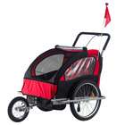 Aosom 2in1 Double Baby Bicycle Bike Trailer and Stroller   Black / Red