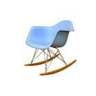 Baxton Studio Cara Sky Blue Cradle Chair with Ash Wood Rockers