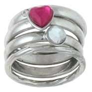   by Selena Gomez Four Ring Stack Big Love Gemstone Silver 