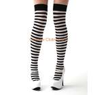 Leg Avenue Black and White Nylon Striped Thigh High Stockings