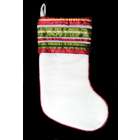   18 Stylish White Christmas Stocking with Striped Ribbon Cuff Trim