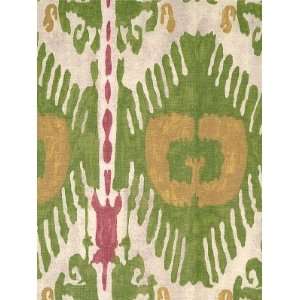 Scalamandre Oasis   Ivory Green Magenta Fabric 