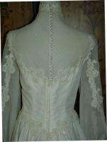   Ann Chiffon Crystal Pleated Train Basque Waist Wedding Dress M  