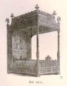 Pugins Gothic Furniture Design  1835  STATE BED  