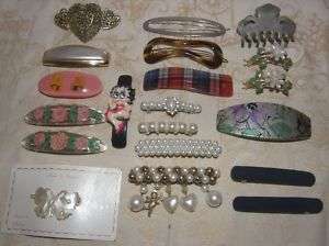 lot 20 vintage hair barrettes French filigree silver ++  