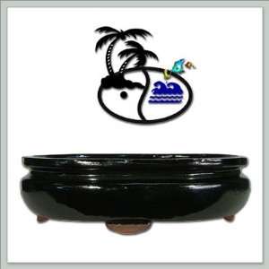  Bonsai Pot Land and Sea Style   10 Inches   Black   Oval 