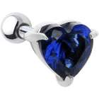 Body Candy Sterling Silver 925 Sapphire Cubic Zirconia HEART Cartilage 