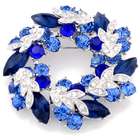 Fantasyard Sapphire Blue Wreath Austrian Crystal Pin Brooch