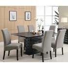 7pc cappuccino finish dining table 6 microfiber parson chairs set 7pc 