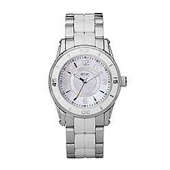 Ladies Watch with Silvertone Case, White Dial and Silvertone Bangle 