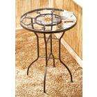 CBK 37158 Table with Glass Top Center Stained Amber Mosaic Glass 