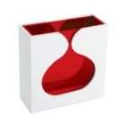 DonnieAnn Red Glass Vase w/White Wooden Case 8 1/4H