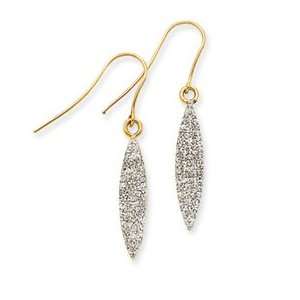 14k Gold Crystal Oval Dangle Wire Earrings Jewelry