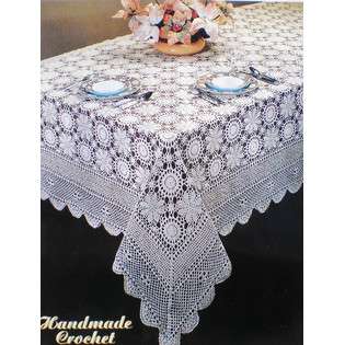   Handmade Crochet Table cloth 70x90 inches White Color 