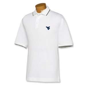  WVU Cutter & Buck DryTec Ivy League Polo in White with 