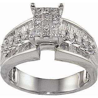 cttw Princess Composite & Round Diamond Engagement Ring in 14k WG 
