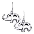 Gem Avenue Polish Finish Silver Elephant French Hook Drop Earrings