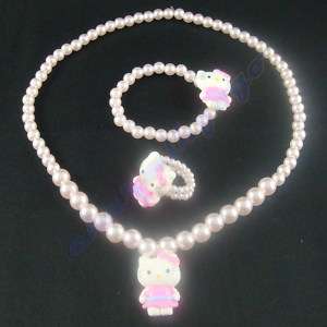 3pcs kids Hello Kitty jewelry necklace bangle ring #3s  