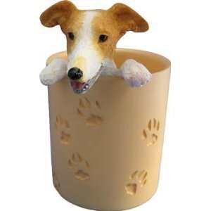  Tan and White Greyhound Pencil Cup Holder