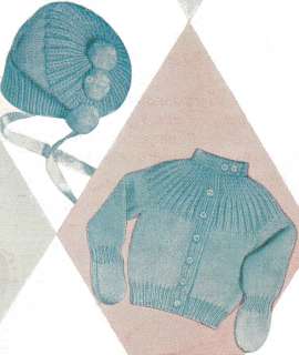 Knitting PATTERN Knitted Baby Sweater Hat Tam Bonnet  
