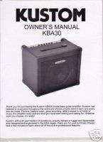 Kustom KBA30 Bass Amp Owners Manual  