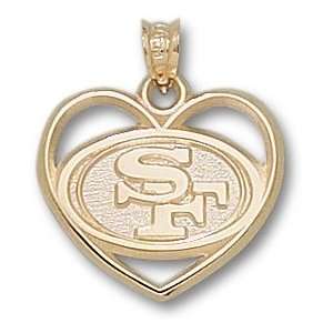  San Francisco 49ers Logo Heart Pendant 14K Gold Jewelry 