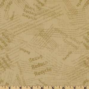  44 Wide Peaceful Planet Words Brown Fabric By The Yard 