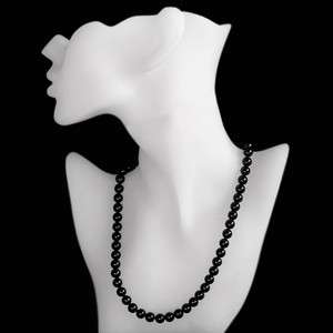   ATTRACTIVE AAA 206.00 CARAT NATURAL ROUND BLACK SPINEL BEADS NECKLACE