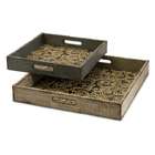 CC Home Furnishings Set of 2 Rustic Weathered Scrolling Design Trays 