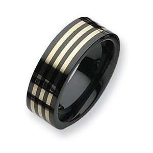  Ceramic Black with 14k Inlay 8mm Polished Band CER36 9 
