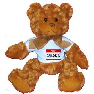  HELLO my name is DRAKE Plush Teddy Bear with BLUE T Shirt 