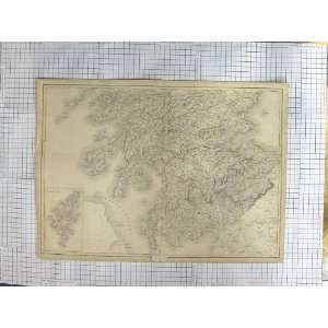   HALL ANTIQUE MAP c1870 SOUTHERN SCOTLAND FIRTH FORTH