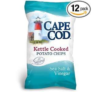 Cape Cod Sea Salt & Vinegar Potato Chips, 8 Oz Bags (Pack of 12 