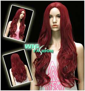 Cosplay Long Wavy Red Wig no Bangs Hair Wigs MK80  