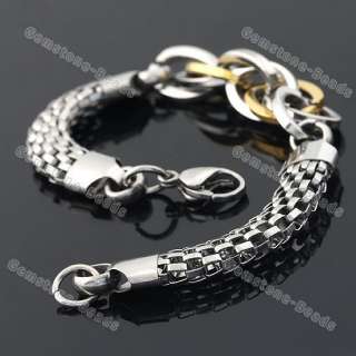   Cool Mesh Chain Bracelet Golden Silvery Loop 8.5L Jewelry Gift  