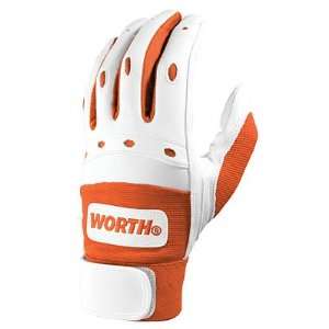   Worth Prodigy Batting Gloves   White/Light Orange