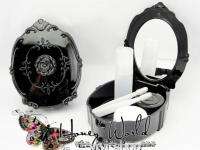 Vintage Rose Pattern Contact Lens Case Mirror Box Set BLACK*S04  